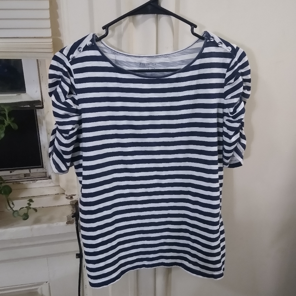 Preswick & Moore Striped Half Sleeved Business Casual